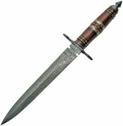 Damascus Rosewood Dagger Fixed Blade Knife Knife 9.5" DM1104